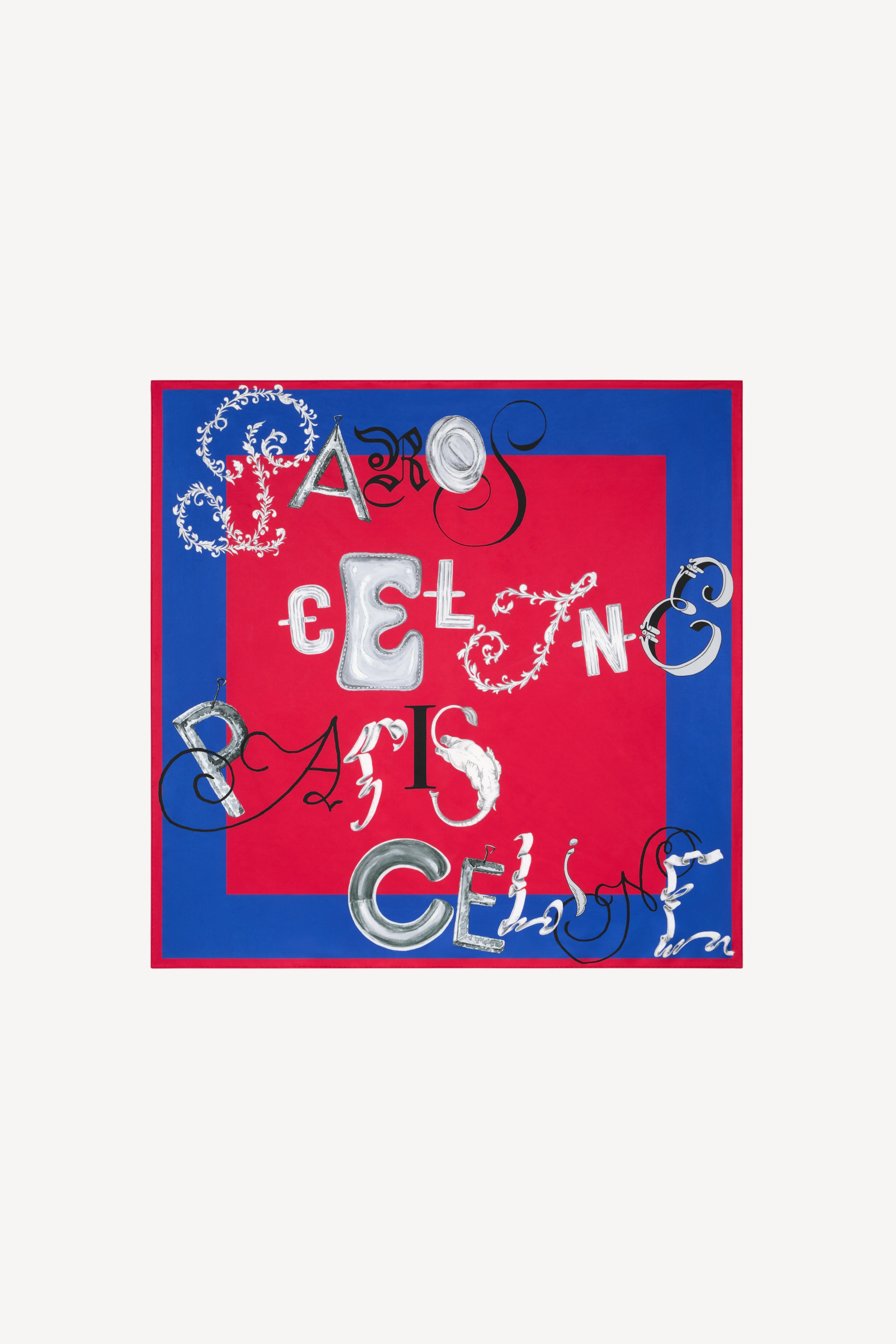 35" Square Scarf in Red & Blue
