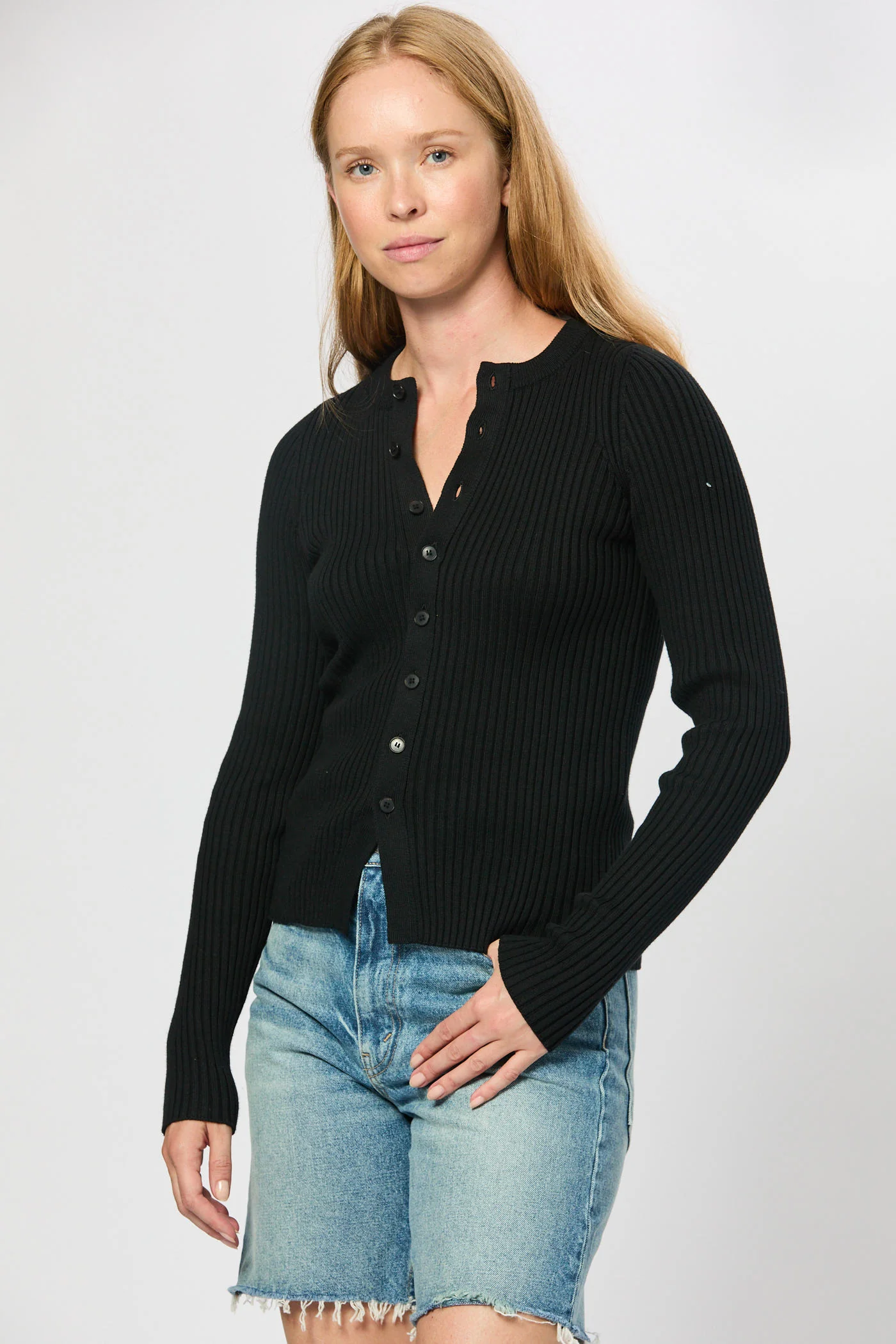 Rib Crew Neck Cardigan - Image 4