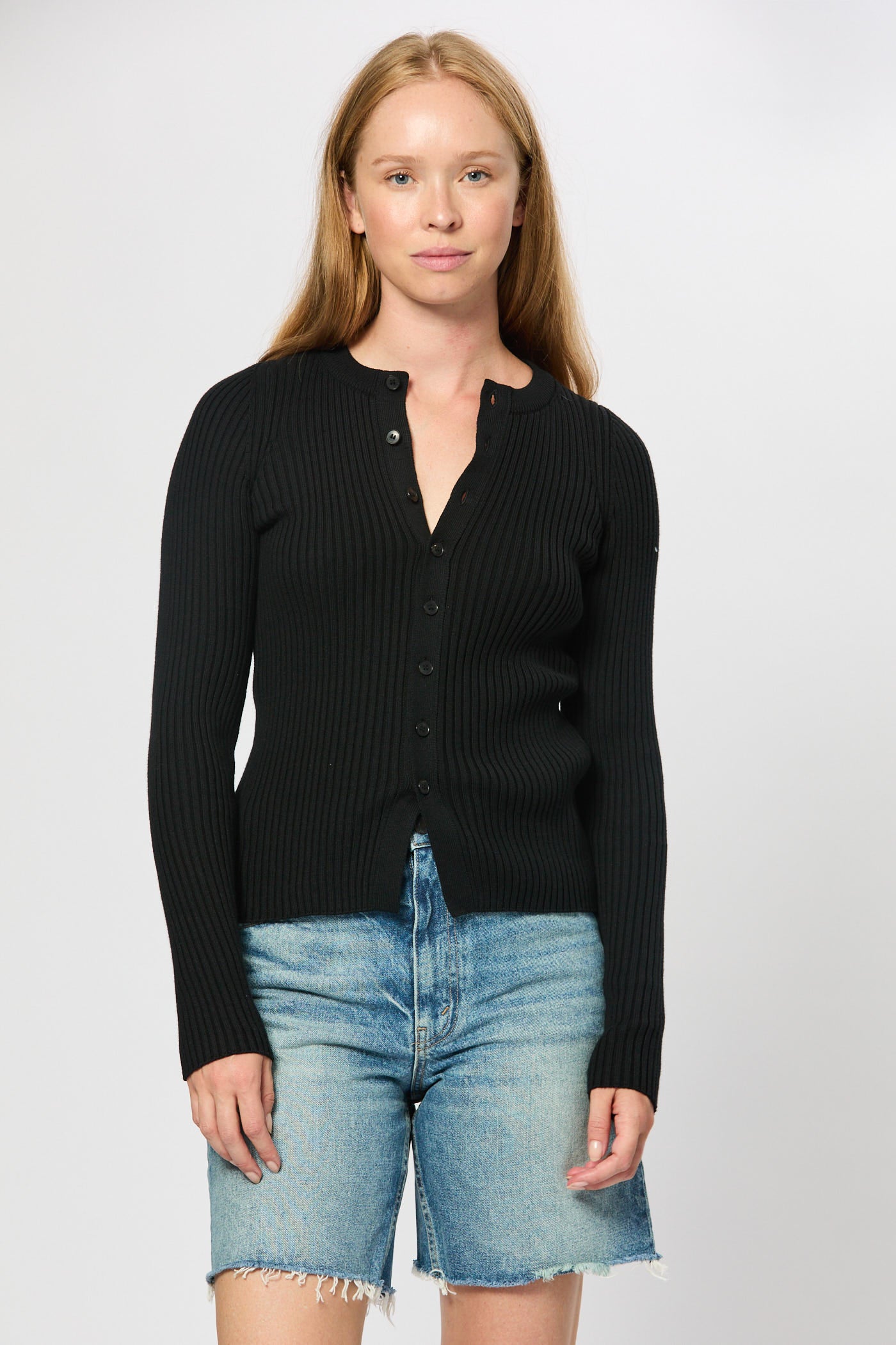 Rib Crew Neck Cardigan - Image 6