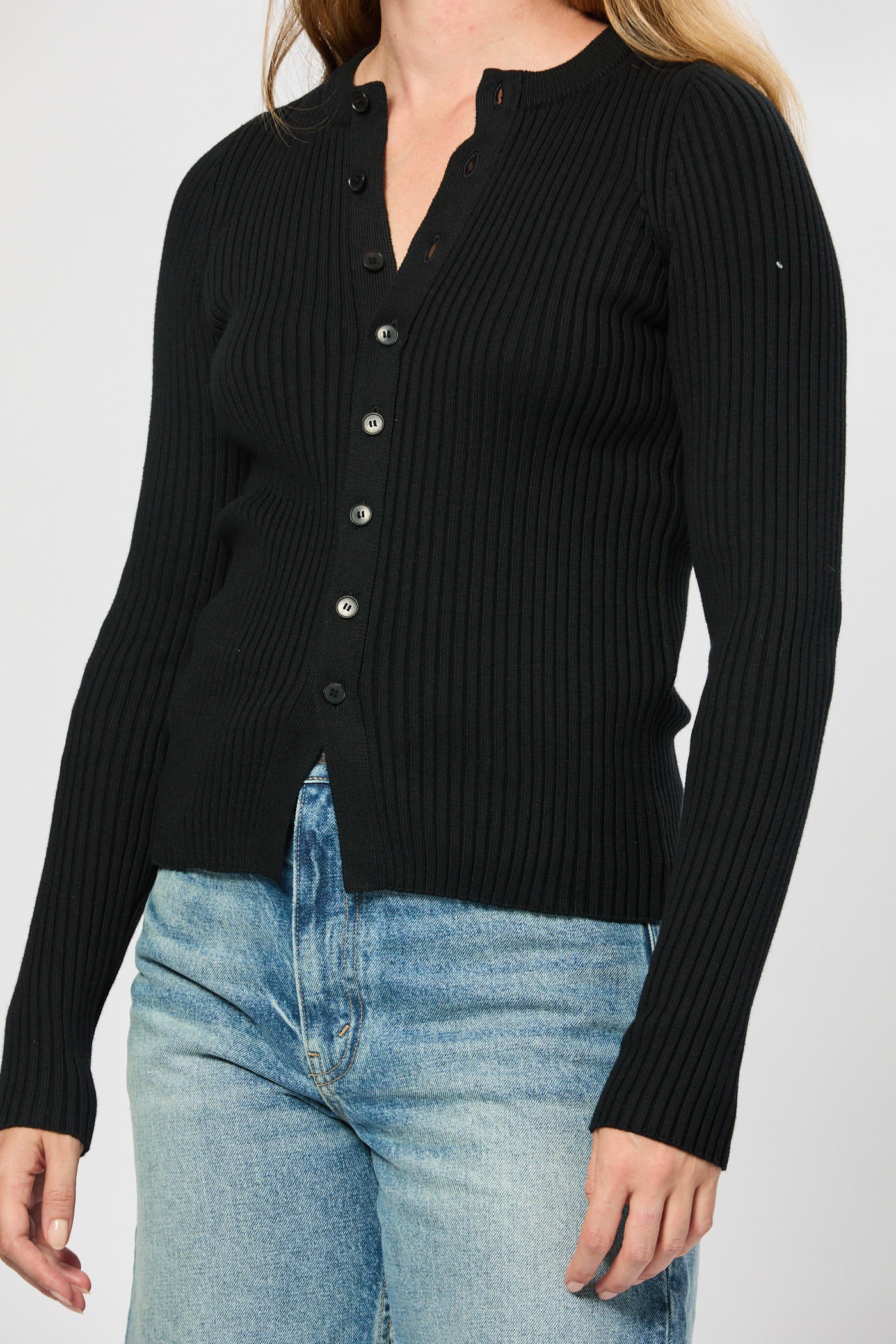 Rib Crew Neck Cardigan - Image 7