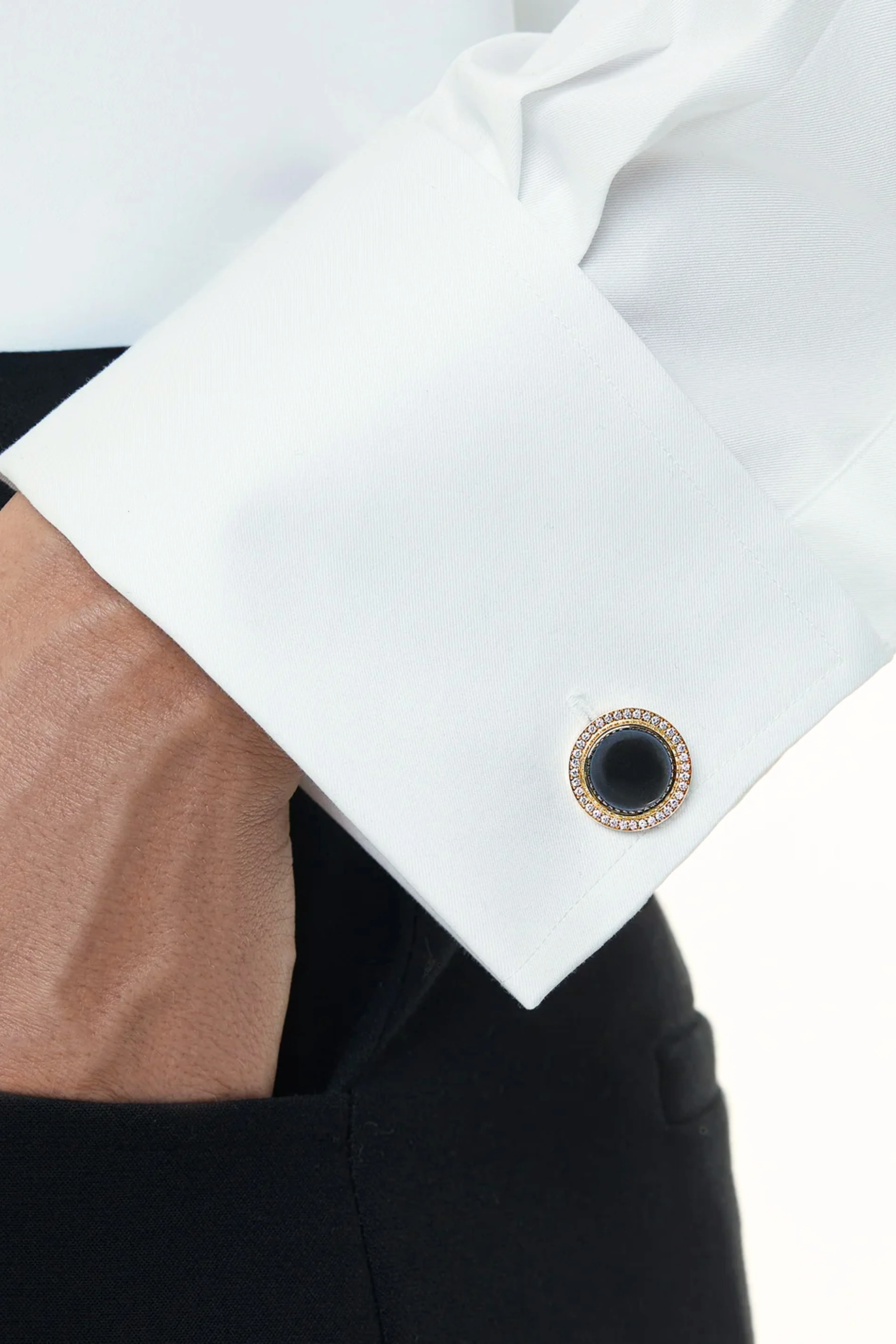 Black Moon Yellow Cufflinks - Image 2