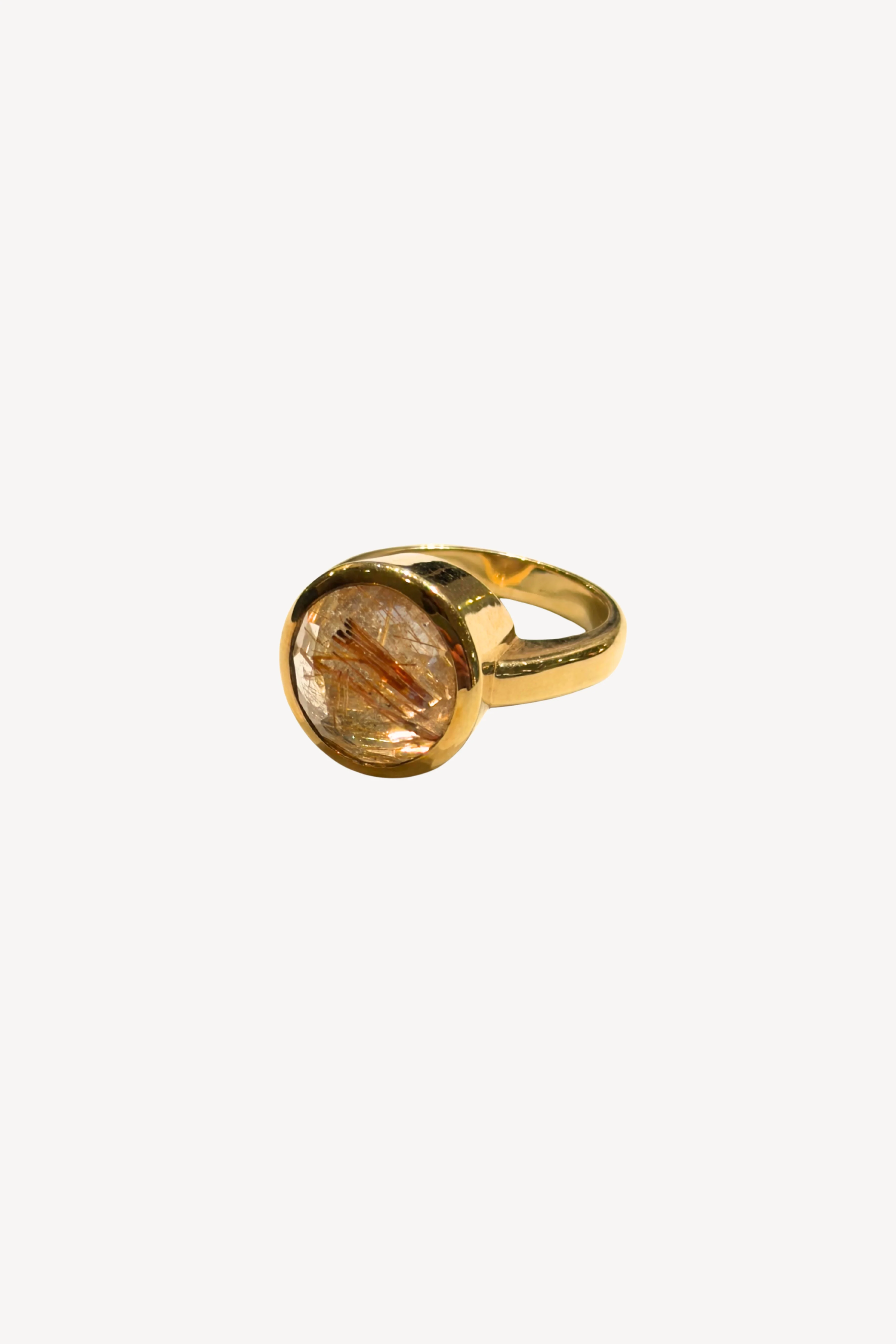 Inverted Rutilated Quartz Cocktail Ring