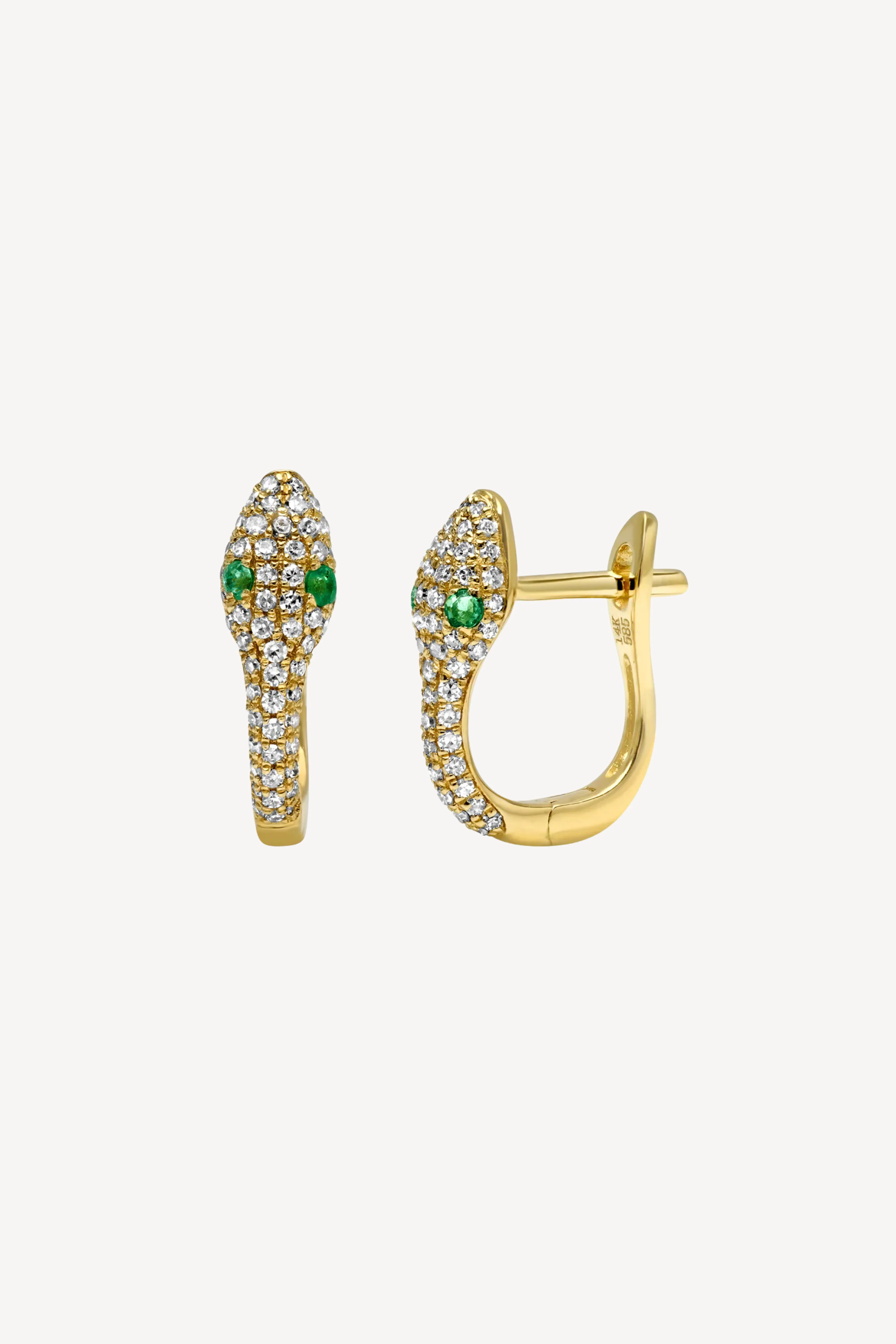Large Emerald Serpent Earrings - Image 2