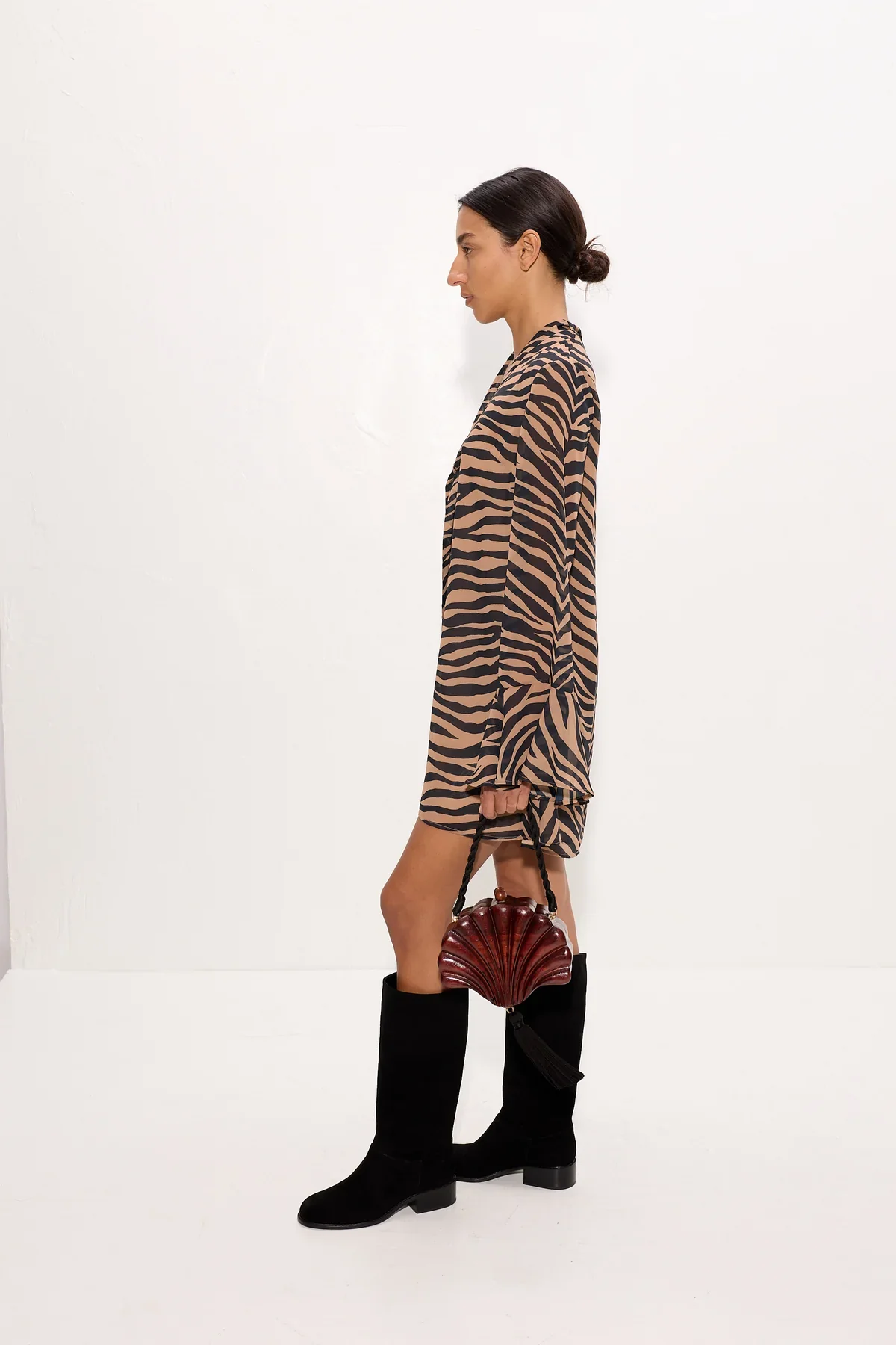 Marion Chiffon Dress in Tiger Stripe - Image 3