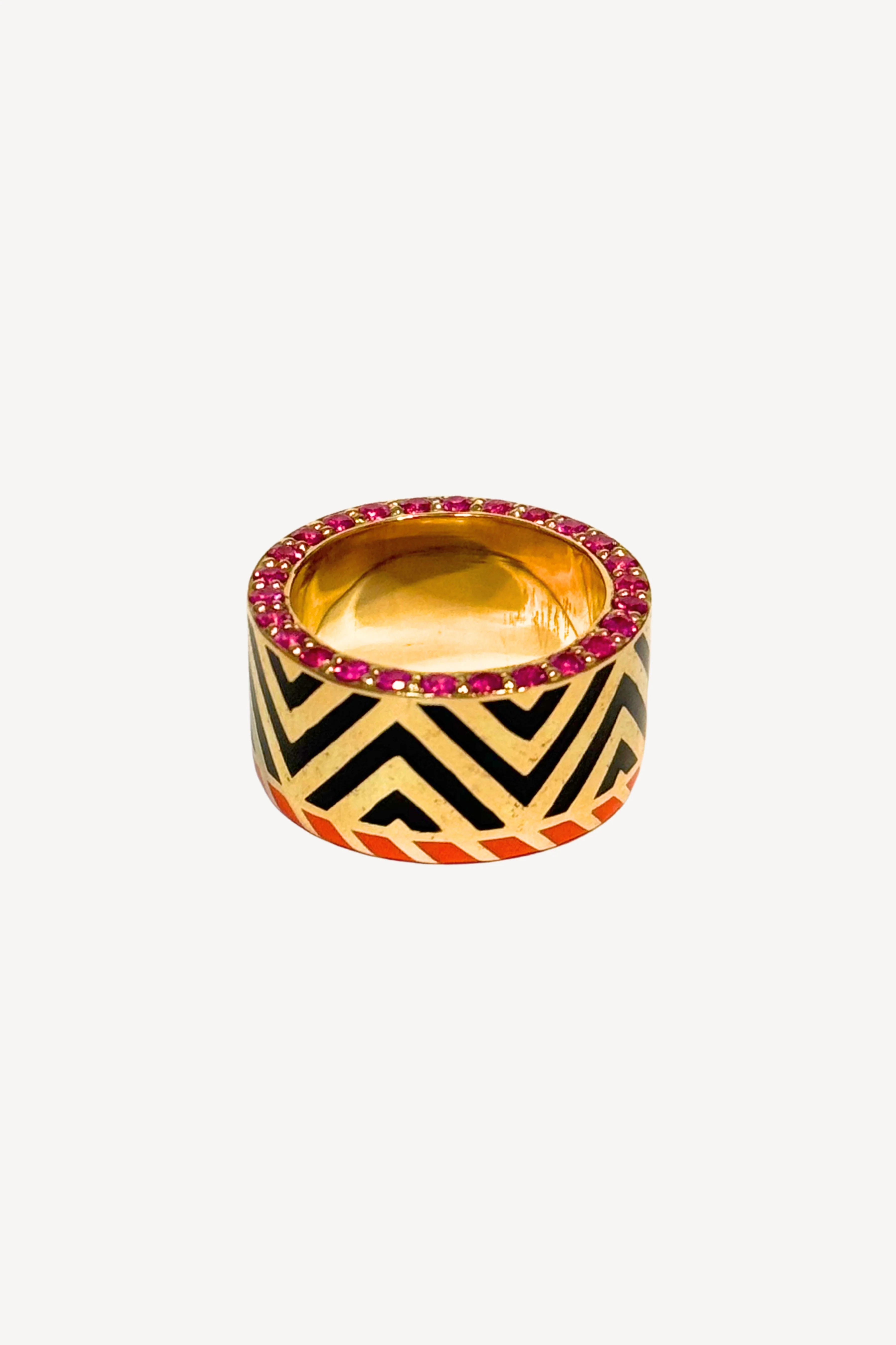 Memphis Chevron Wide Band In Thai Ruby