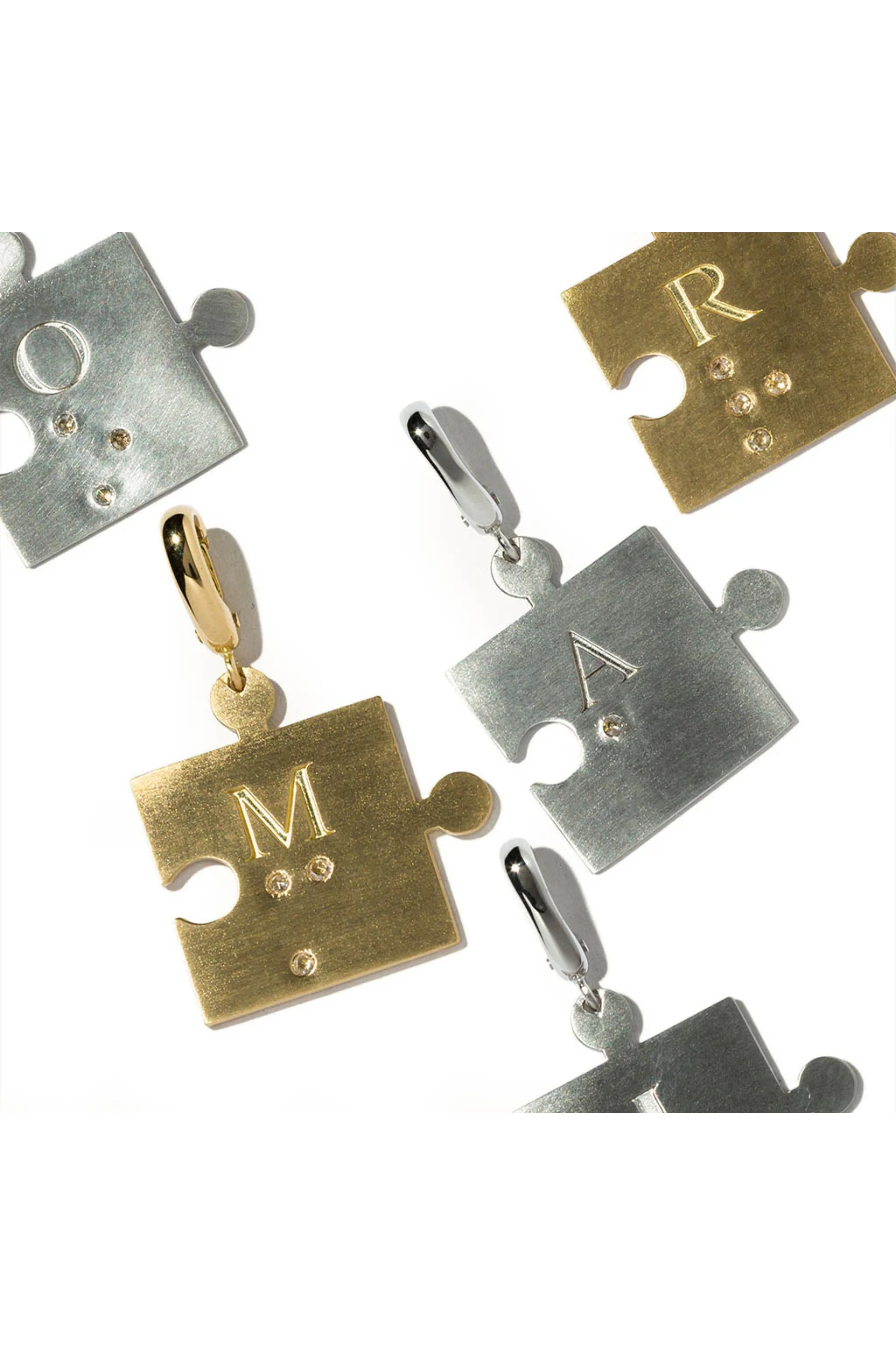 Mini Puzzle Charm "M" Necklace - Image 4