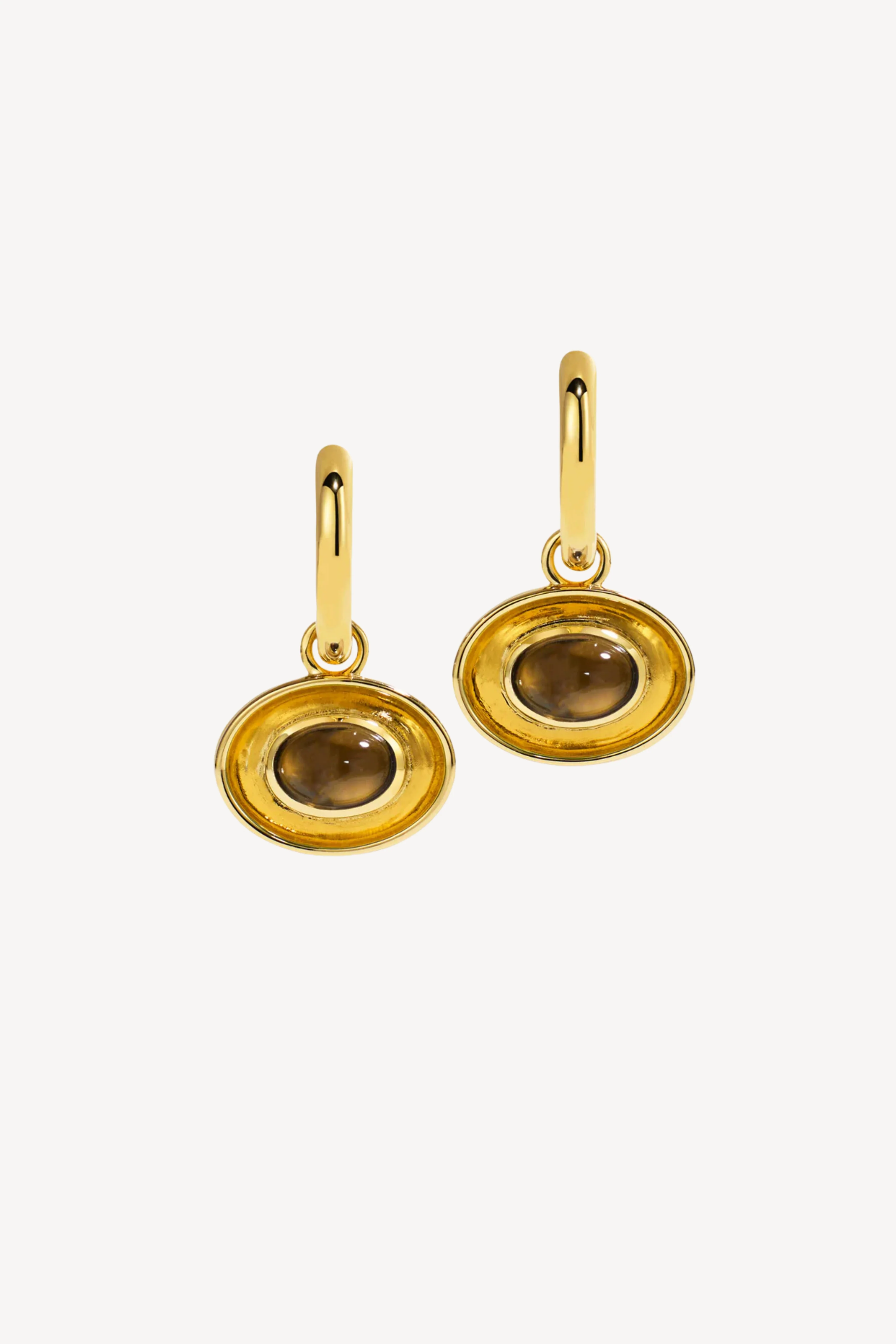 Oval Hoops - Smokey Quartz