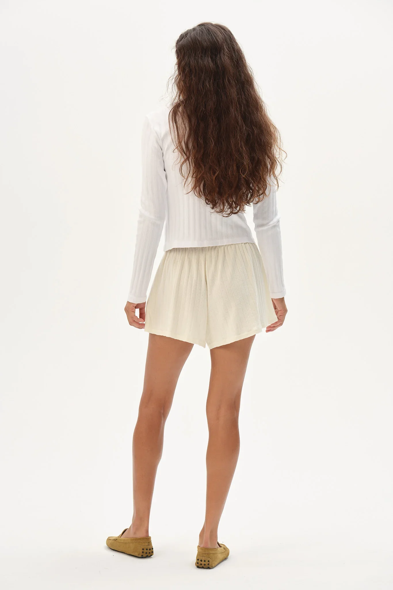 Pointelle Tap Short in Creme - Image 3
