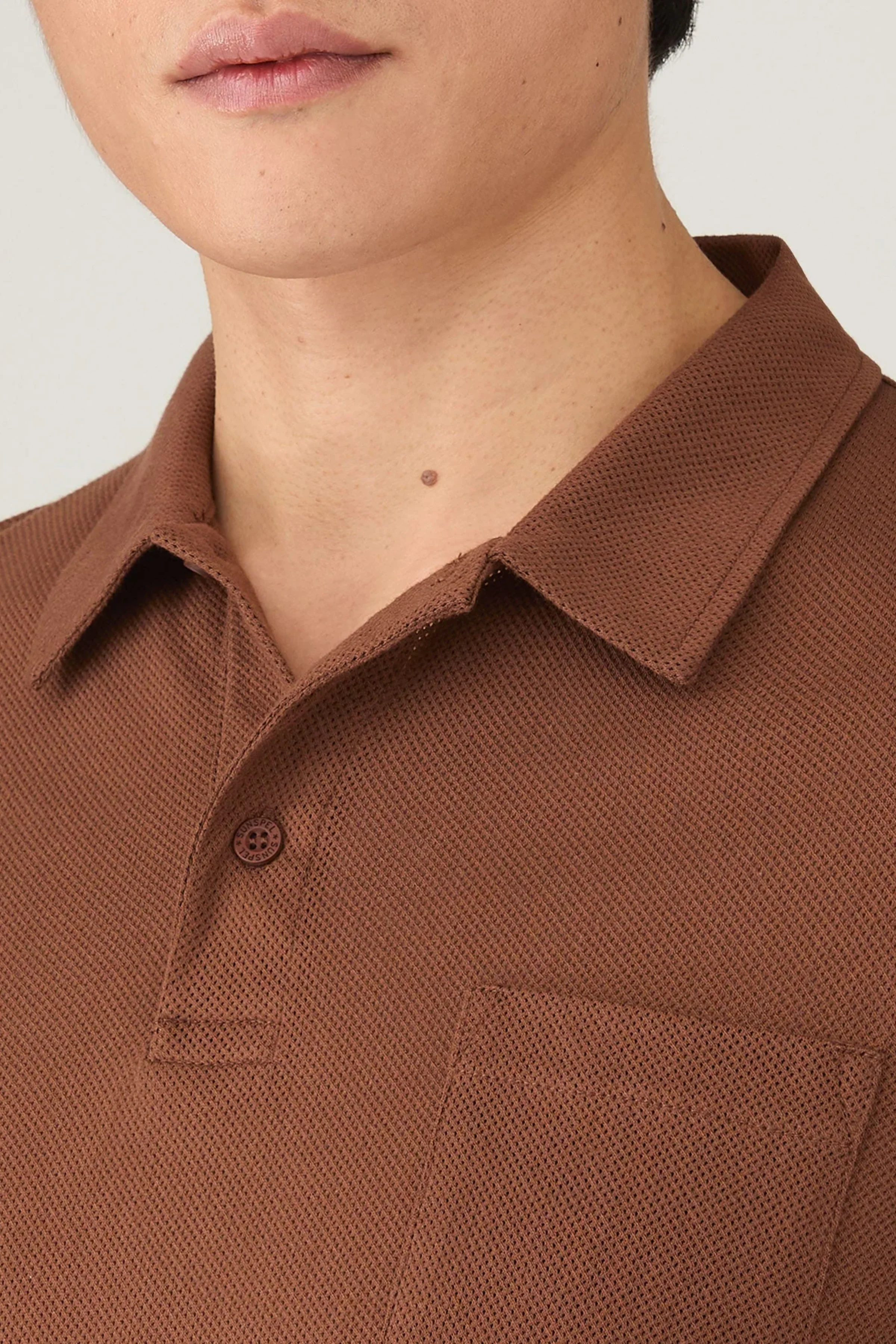 Short Sleeve Riviera Polo in Conker Brown - Image 3