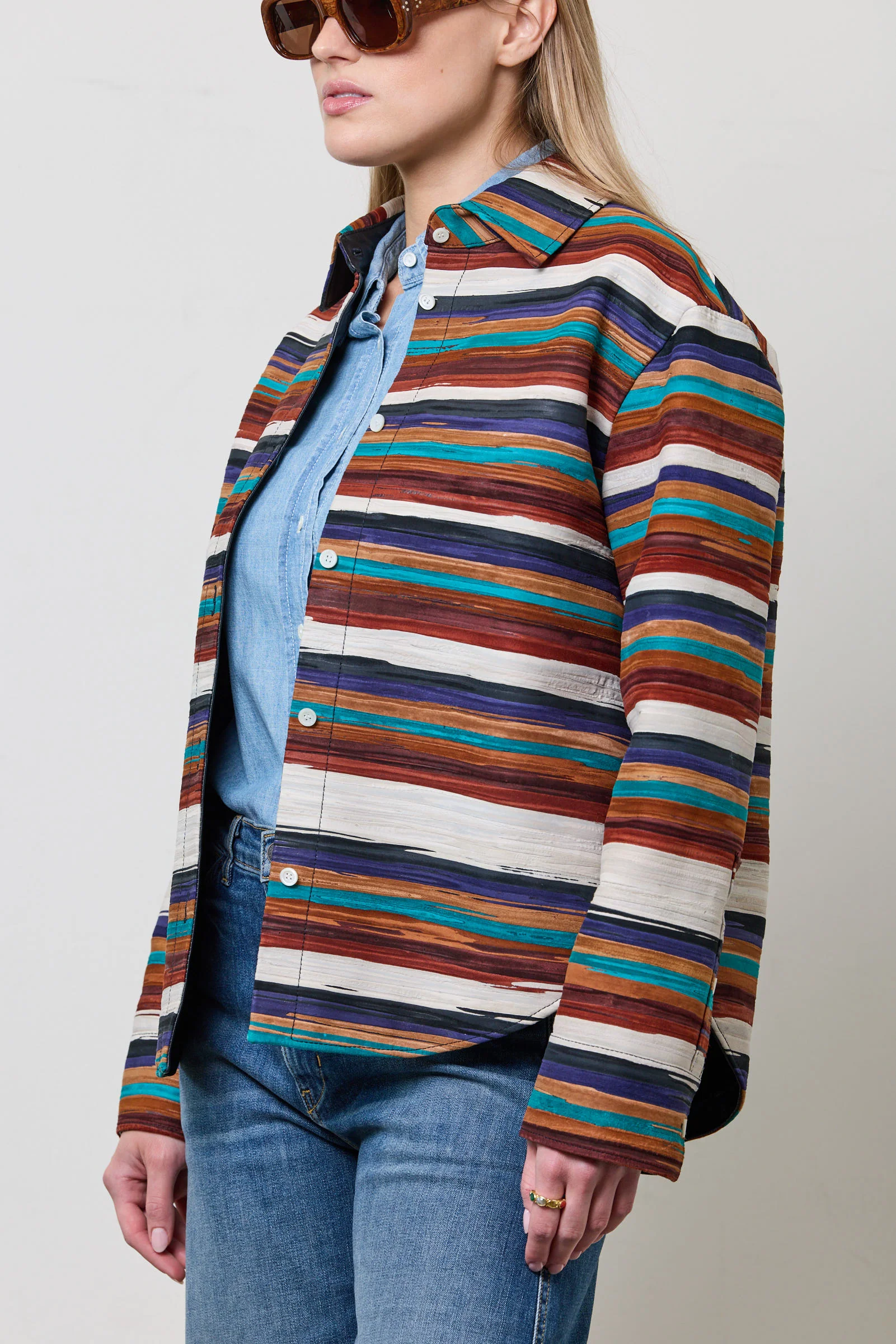 Striped Button Down Overshirt - Image 4