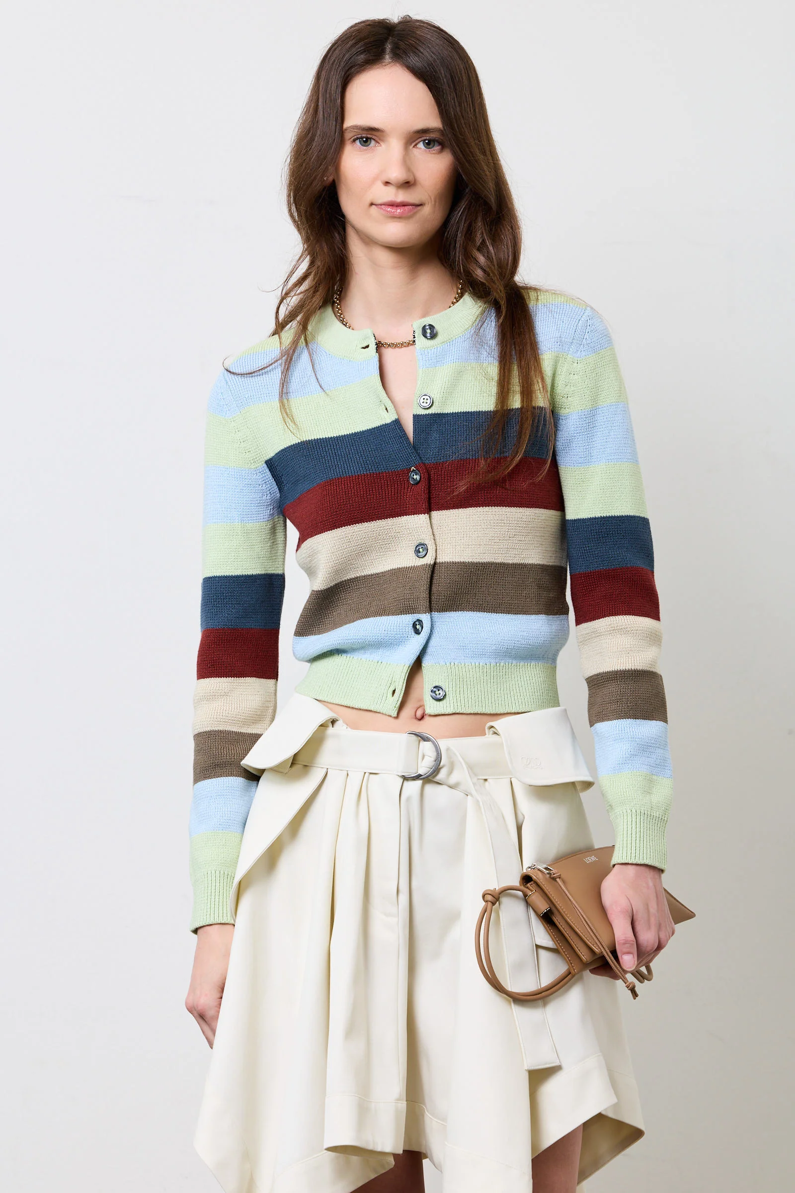 Striped Cropped Cardigan - Image 2