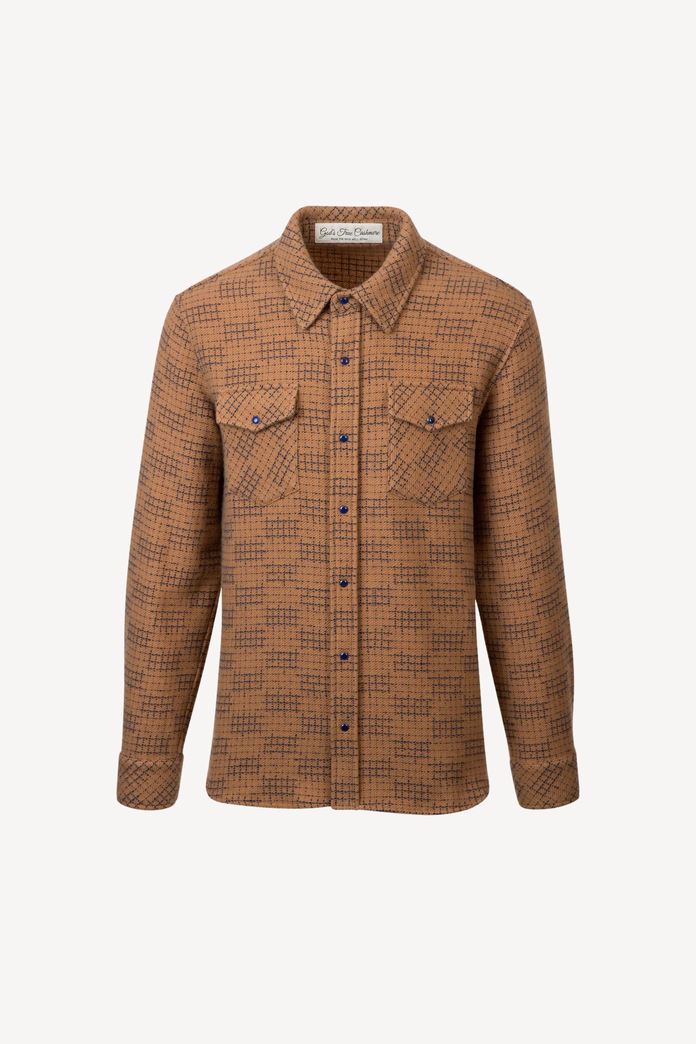 Taupe Ombre Check Cashmere Shirt