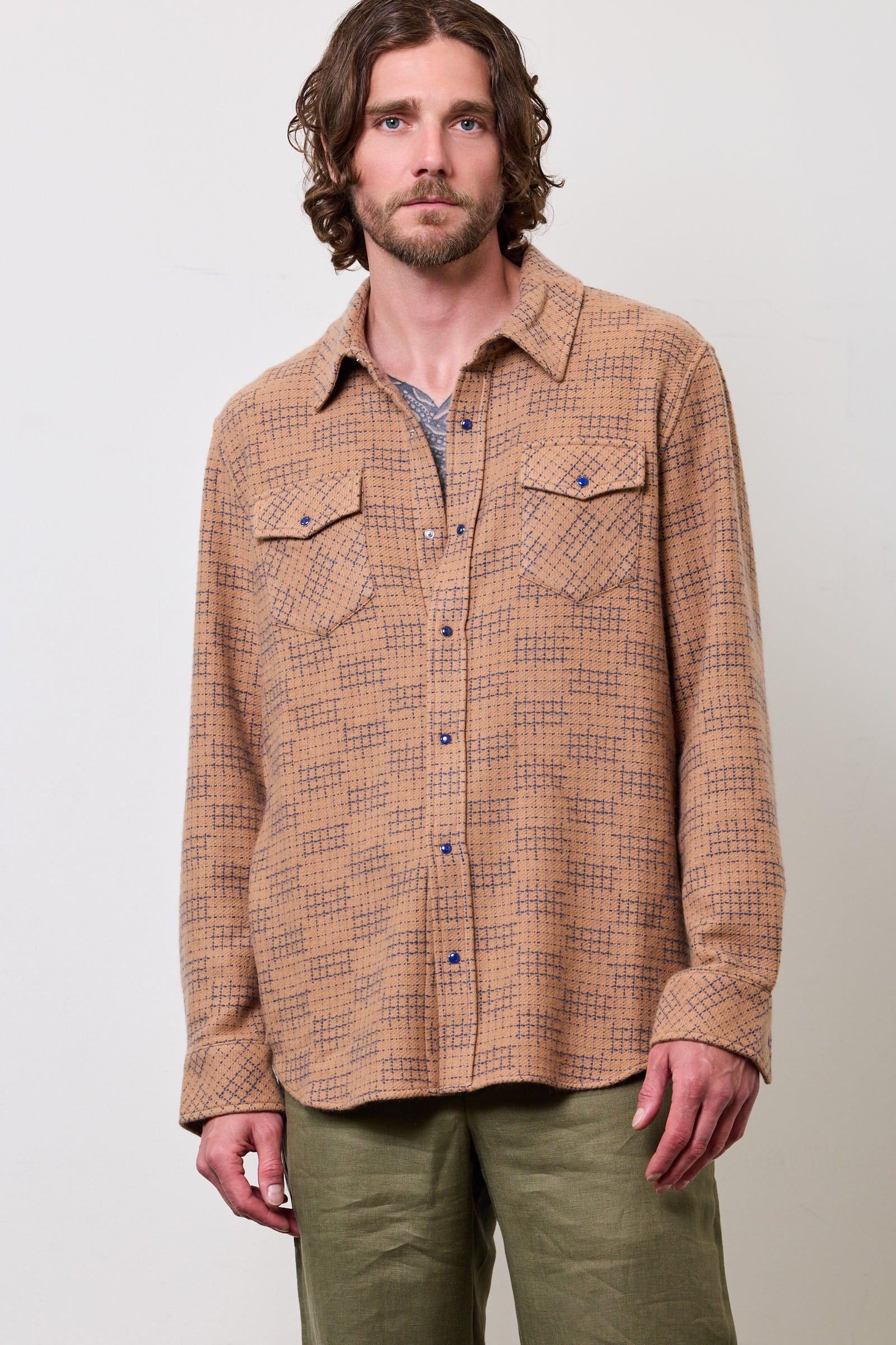 Taupe Ombre Check Cashmere Shirt - Image 3